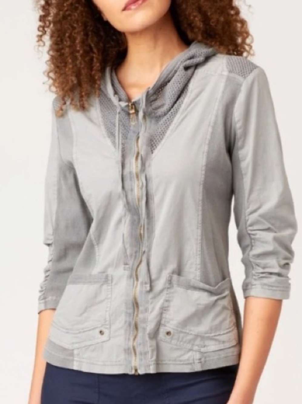 XCVI Fjord Grey Netted Zipup Jacket
